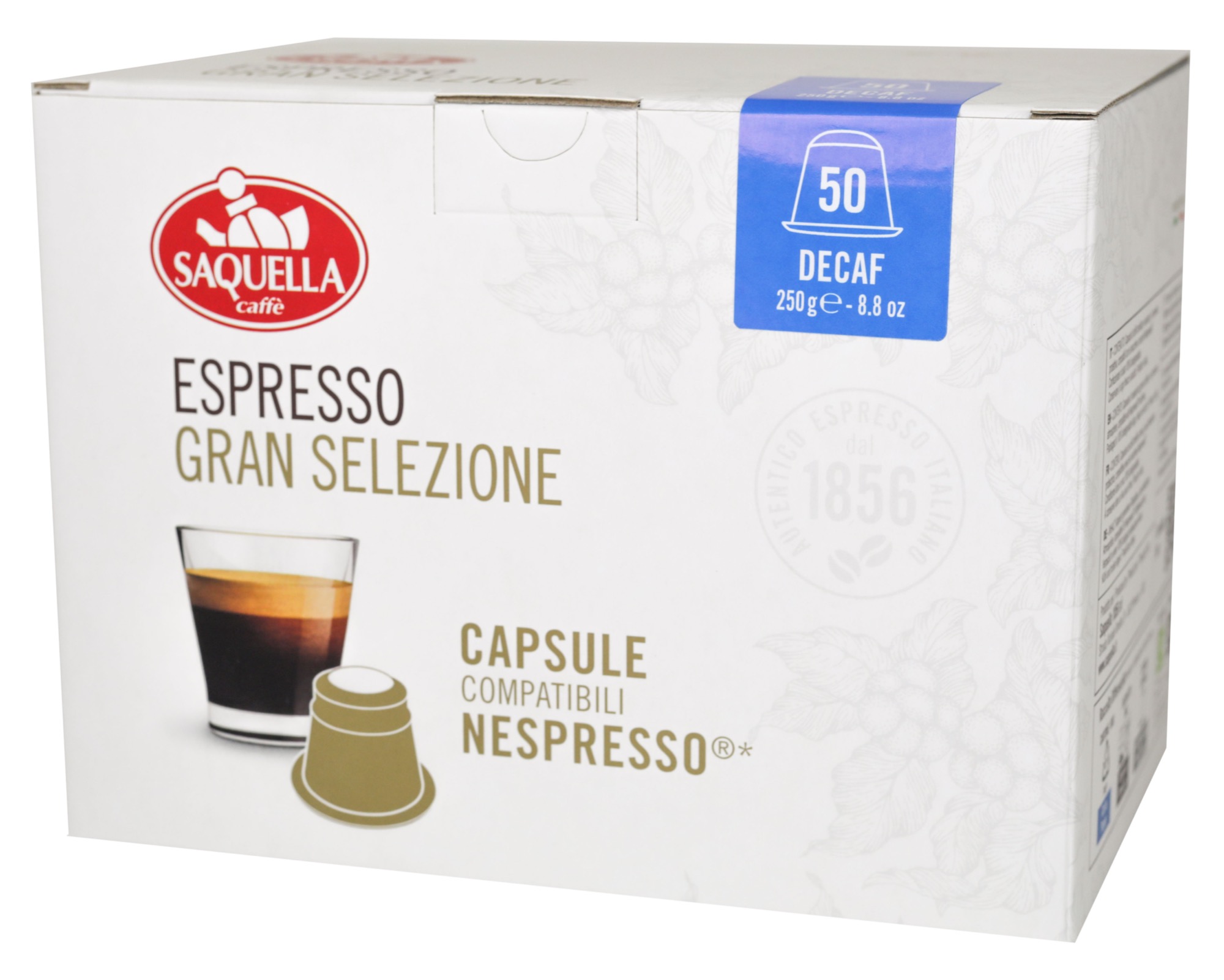 Saquella Espresso Dekaf Decaf Coffee Capsules 50