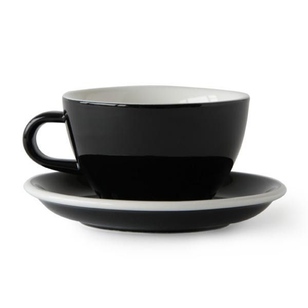 Acme Large Latte Cup 280 ml + Saucer 15 cm, Penguin Black