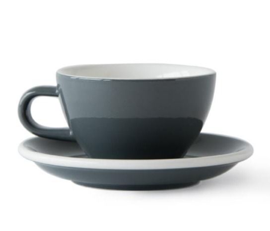 Acme Medium Cappuccino Cup 190 ml + Saucer 14 cm, Dolphin Grey