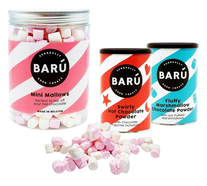 Barú Mini Mallows 220 g + Fluffy Marshmallow Chocolate Powder 250 g + Swirly Hot Chocolate 250 g