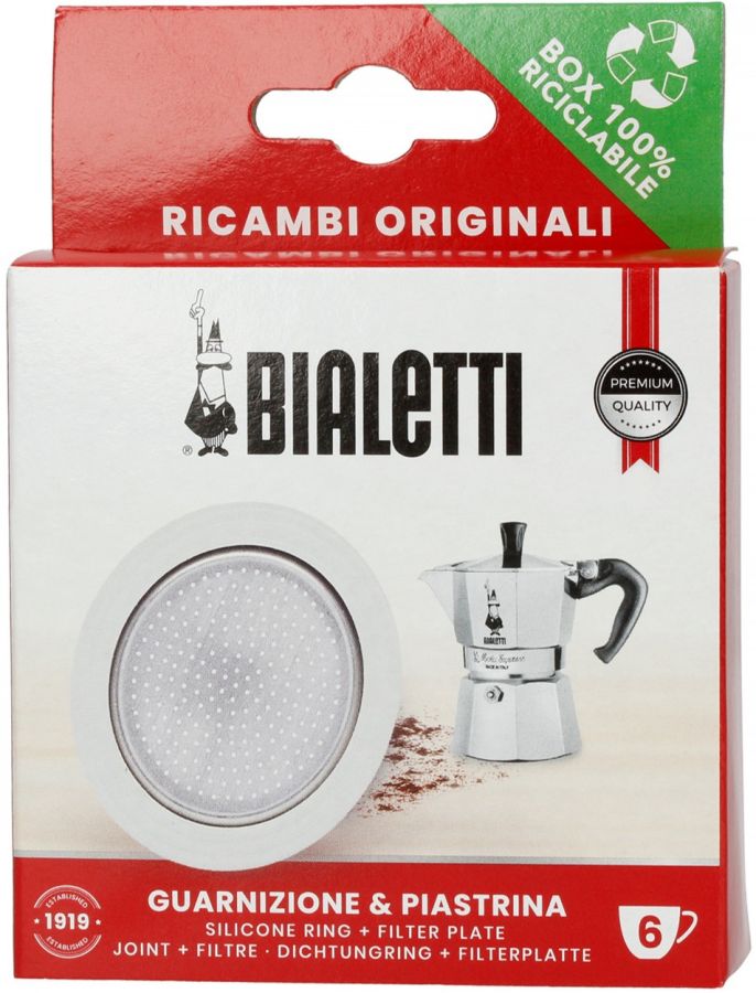 Bialetti Gasket and Filter Plate For 6 Cup Moka Express and Moka Induction