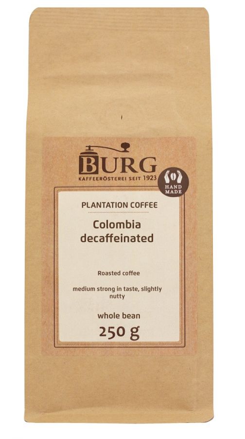 Burg Colombia Excelso koffeinfritt kaffe 250 g kaffebönor