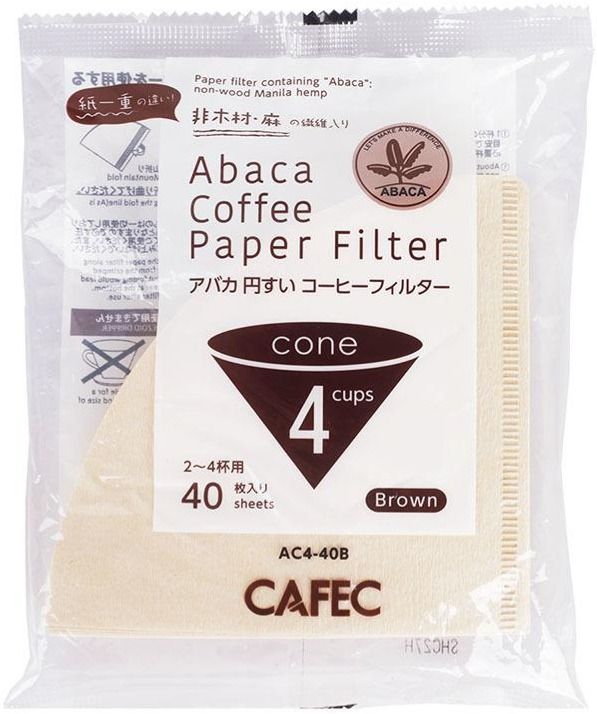 CAFEC ABACA Cone-Shaped filterpapper 4 koppar, brun 40 st