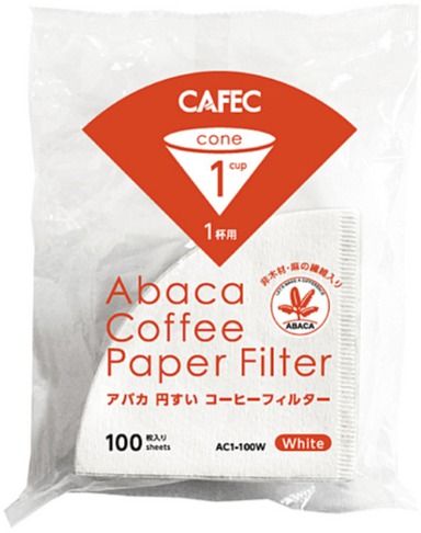 CAFEC CAFEC ABACA Cone-Shaped filterpapper 1 kopp, vit 100 st