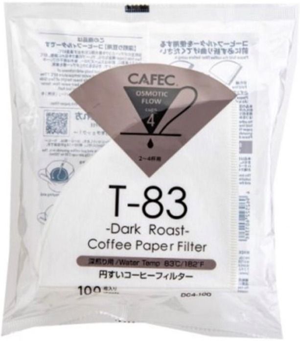 CAFEC Dark Roast T-83 Coffee Paper Filter 4 Cup, 100 pcs