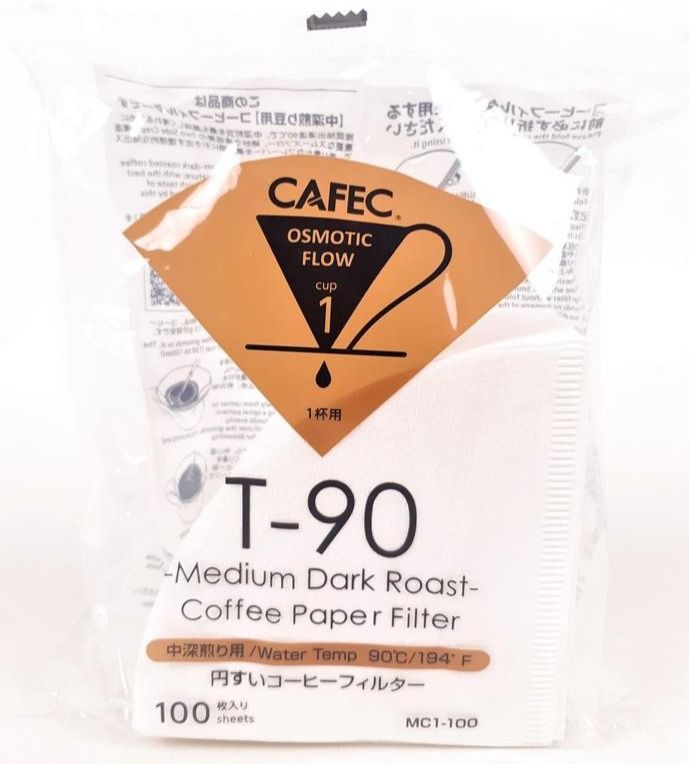 CAFEC Medium Roast T-90 Coffee Paper Filter 1 Cup, 100 pcs
