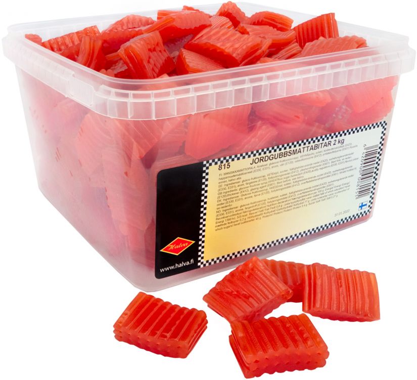 Halva Halva Jordgubbsmattabitar, låda 2 kg