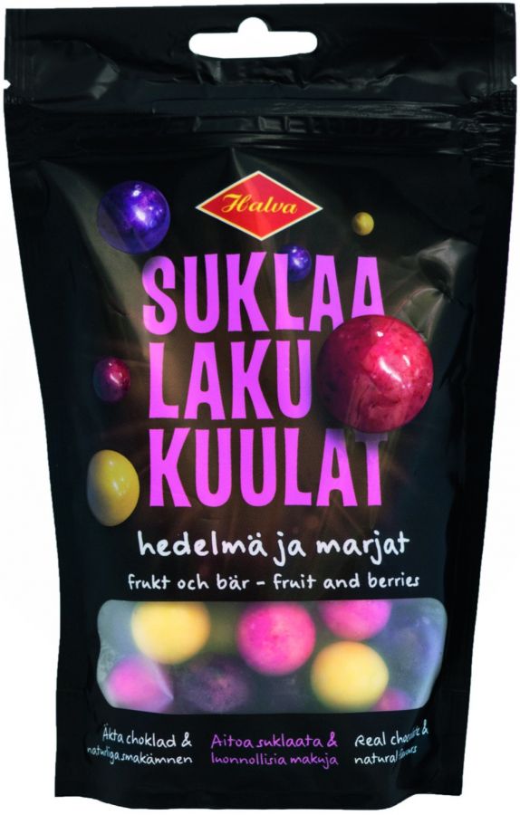 Halva Halva Chokladlakritskulor - Frukt & Bär 140 g