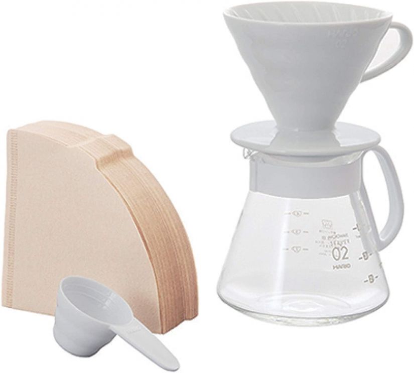 Hario V60-02 Ceramic Dripper Set 600 ml, White
