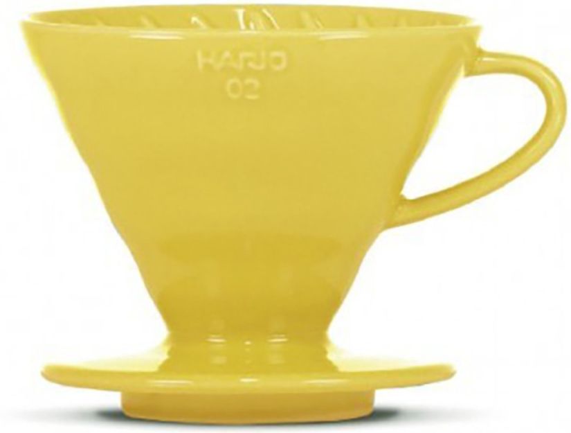 Hario V60 Dripper storlek 02 filterhållare i porslin, gul