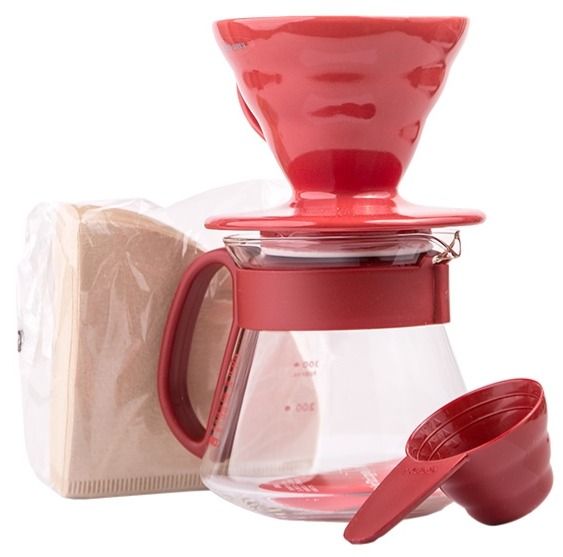 Hario Pour Over Kit V60-01 Ceramic 300 ml, Red