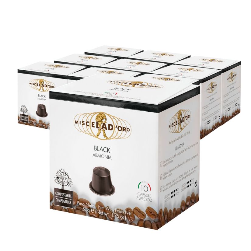 Miscela d'Oro Black Nespresso-kompatibel kaffekapsel 10 x 10 st grossistförpackning