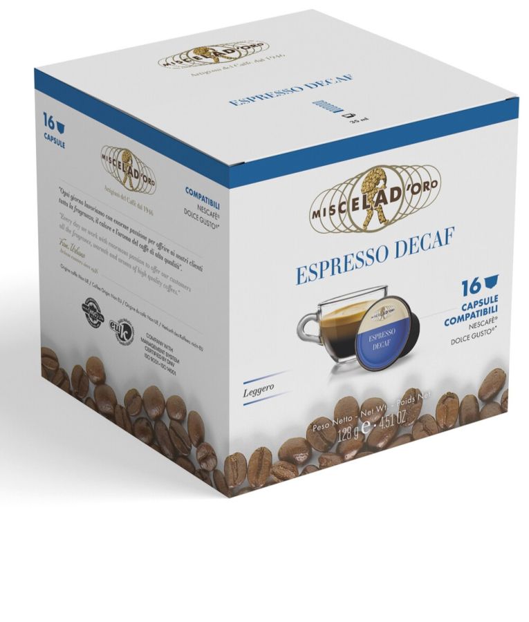 Miscela d'Oro Espresso Decaf, Dolce Gusto® Compatible Coffee Capsules, 16 pcs