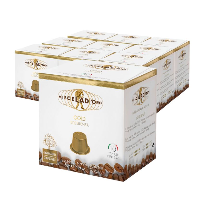 Miscela d'Oro Gold Nespresso-kompatibel kaffekapsel 10 x 10 st grossistförpackning