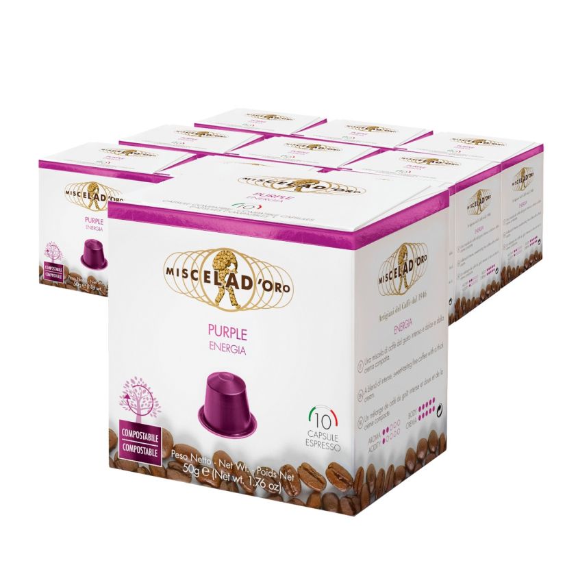 Miscela d'Oro Purple Nespresso-kompatibel kaffekapsel 10 x 10 st grossistförpackning