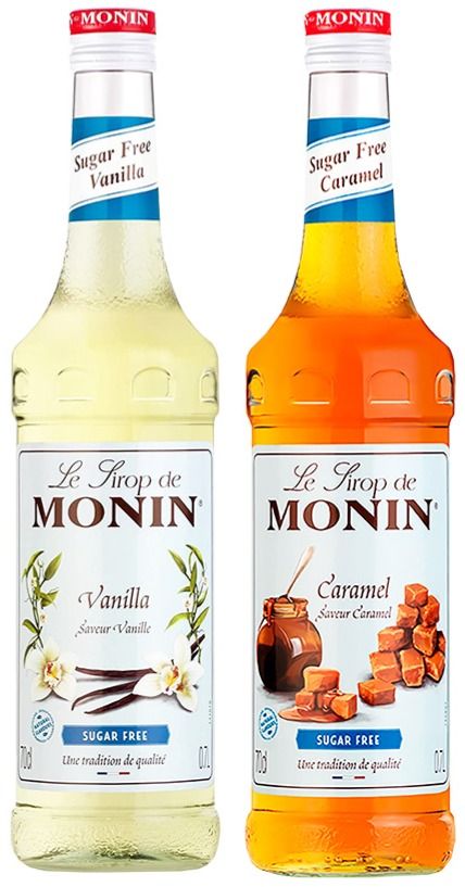 Monin sockerfri Vanille 700 ml + sockerfri Caramel 700 ml