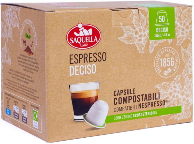 Saquella Espresso Deciso Compostable Nespresso-kompatibel kaffekapsel 50 st