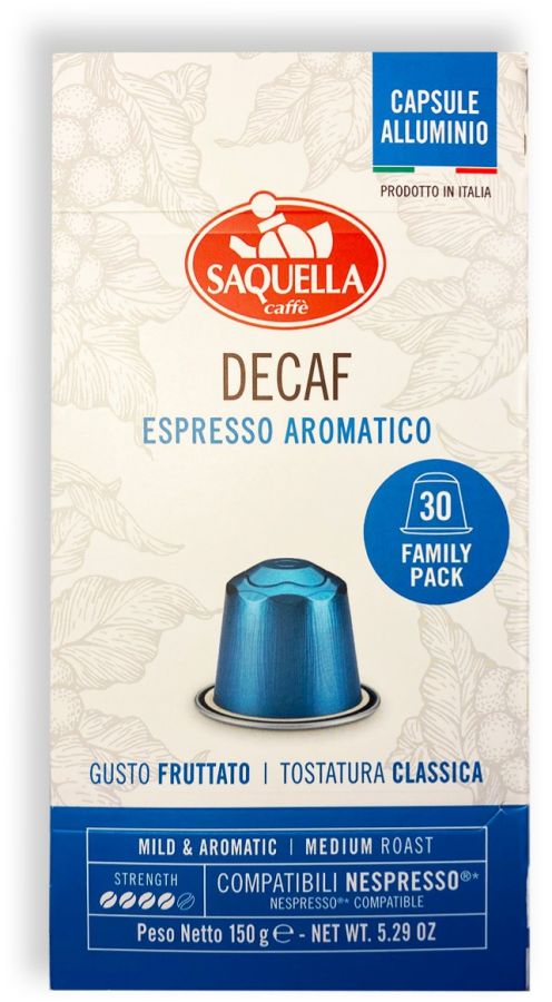 Saquella NEW Espresso Decaf Nespresso-kompatibel koffeinfri kaffekapsel 30 st