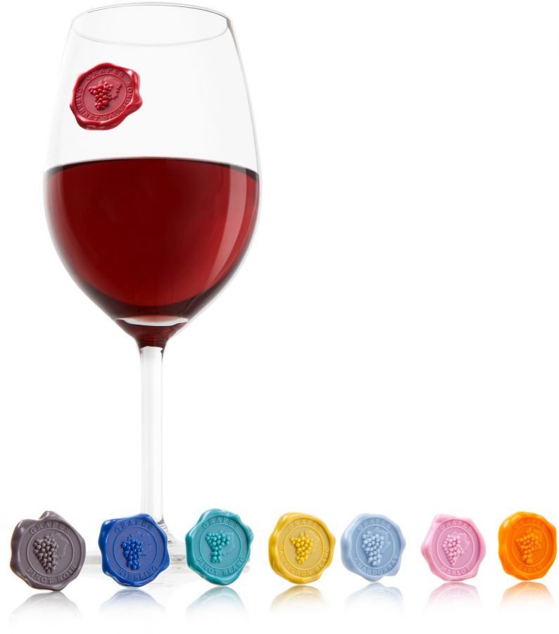 Vacu Vacu Vin glasmarkörer med druvsorter 8 st
