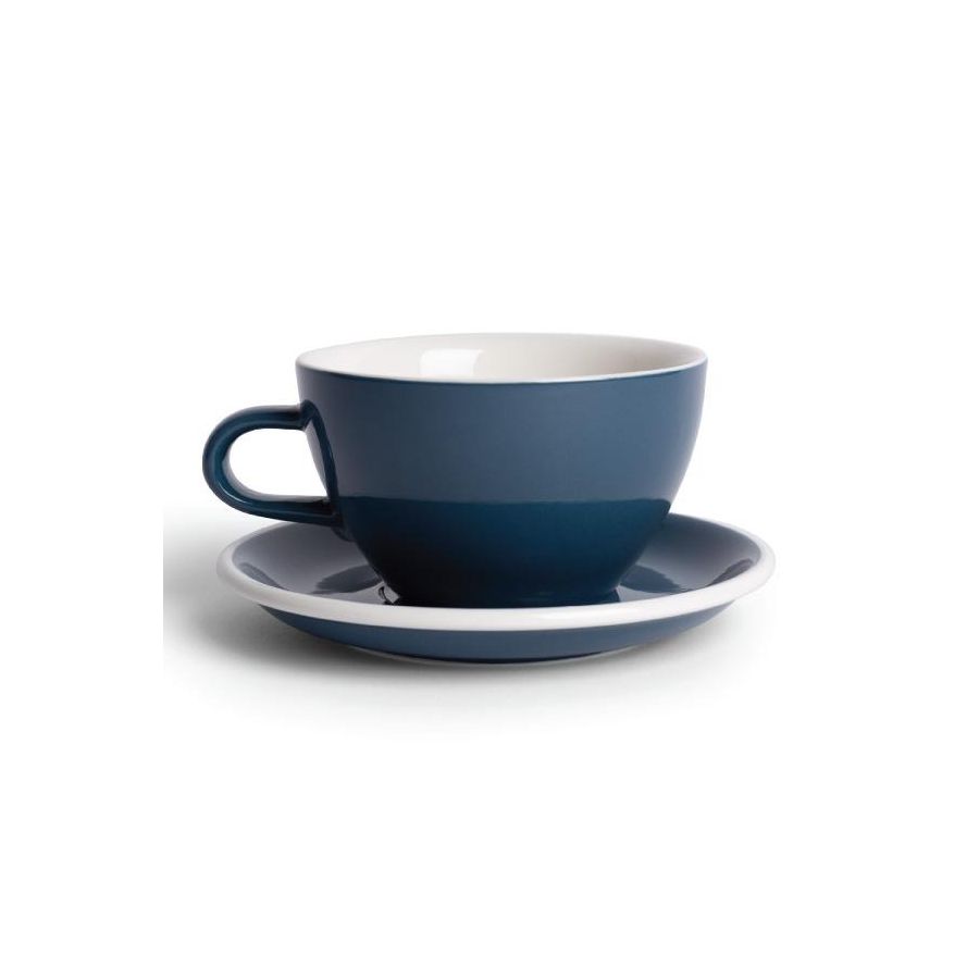 Acme Large Latte Cup 280 ml + Saucer 15 cm, Whale Blue