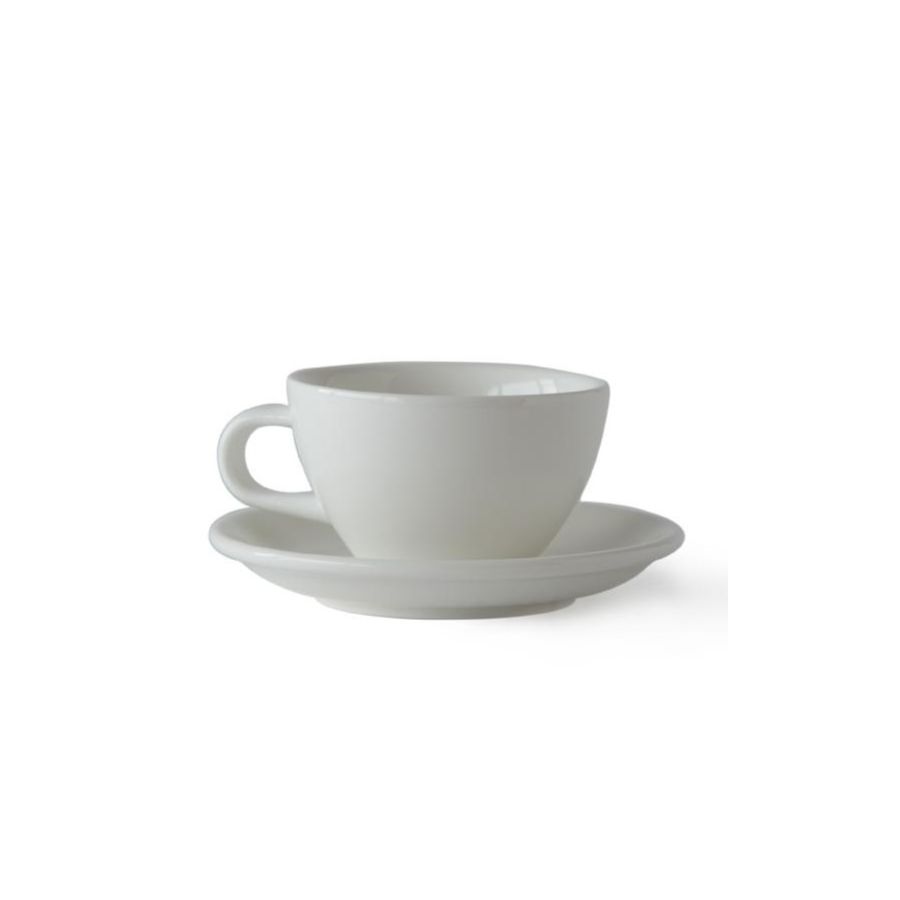 Acme Medium Cappuccino Cup 190 ml + Saucer 14 cm, Milk White