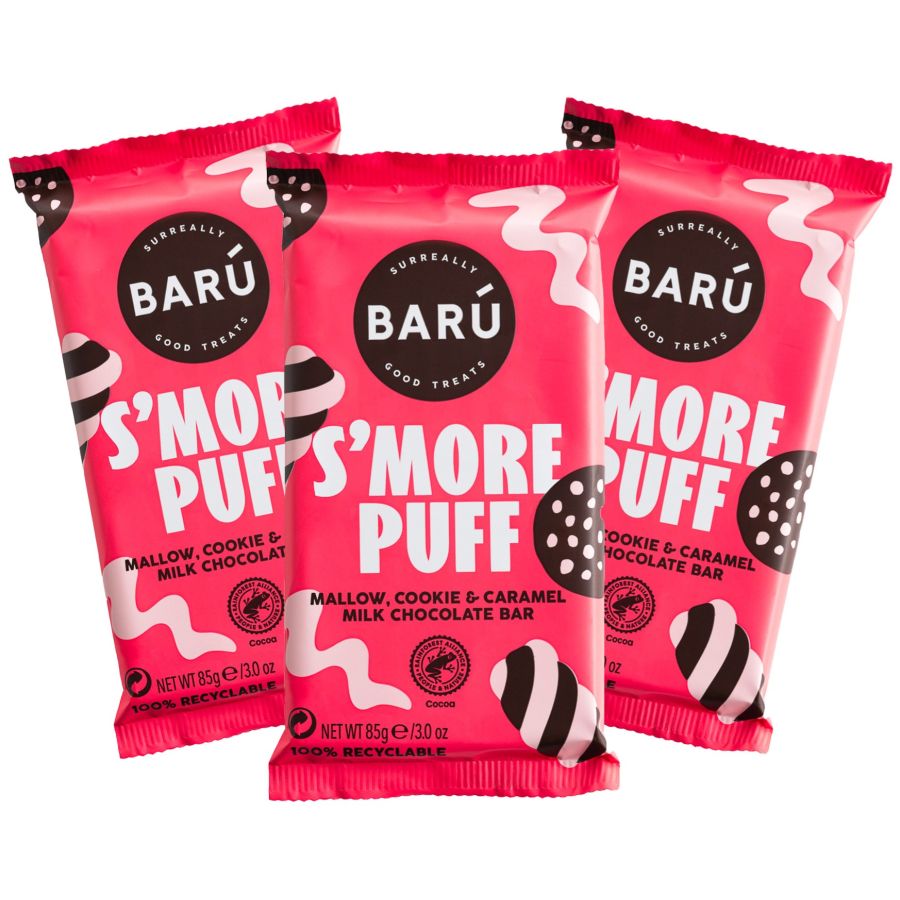 Barú S’more Puff Bonkers Bar mjölkchoklad 3 x 85 g