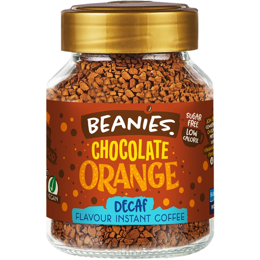 Beanies Decaf Chocolate Orange kofeinfritt smaksatt snabbkaffe 50 g