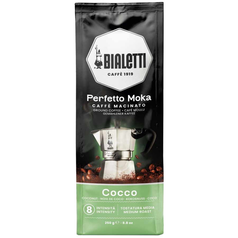 Bialetti Perfetto Moka Cocco smaksatt malet kaffe 250 g