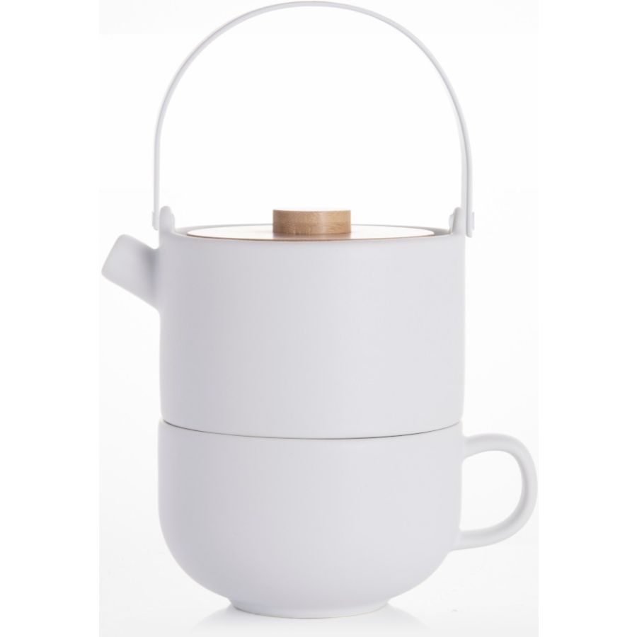 Bredemeijer Umea Tea-For-One te-set för en, vit