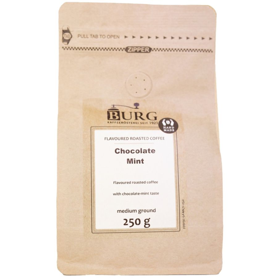 Burg Flavoured Coffee, Chocolate Mint 250 g Ground