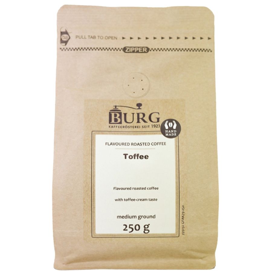 Burg Flavoured Coffee, Toffee 250 g Ground