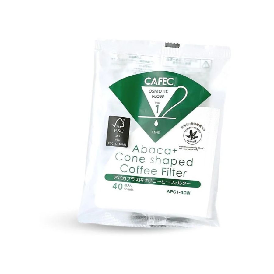 CAFEC Abaca+ Cone Shaped Coffee Filter filterpapper 1 kopp, vit 40 st.