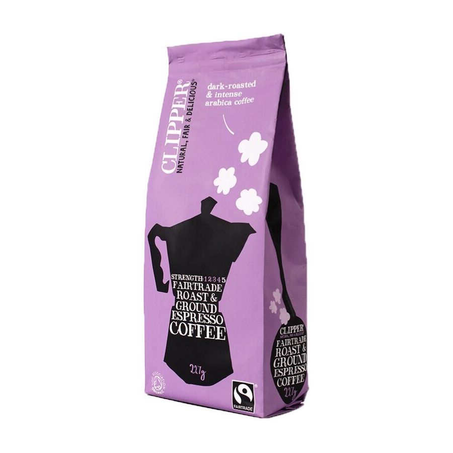 Clipper Organic & Fairtrade Ground Espresso Coffee 227 g malet