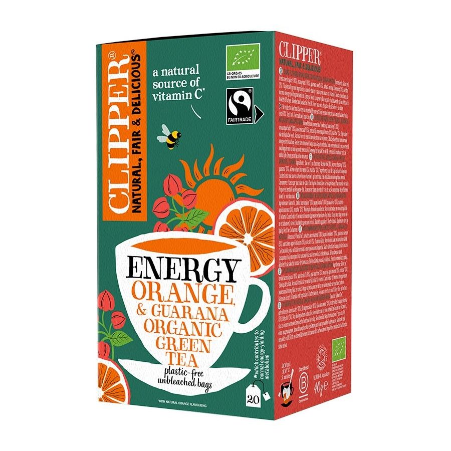 Clipper Organic Green Tea Energy Orange & Guarana 20 tepåsar