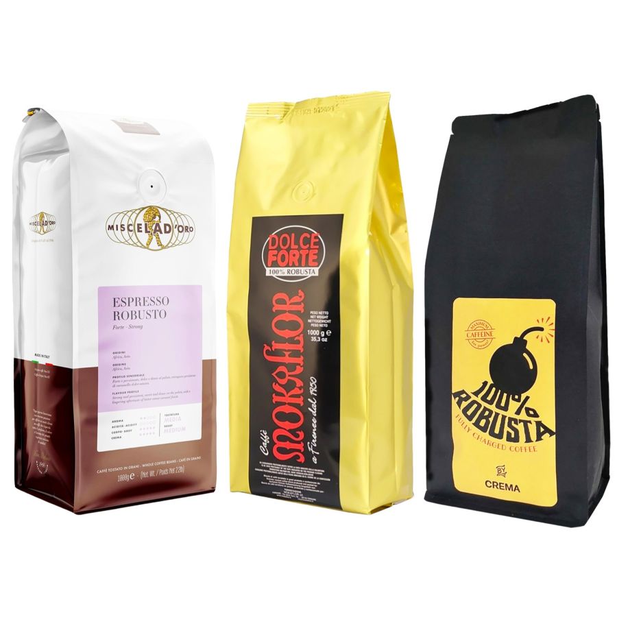 Robusta 100 % - 3 x 1 kg kaffebönor