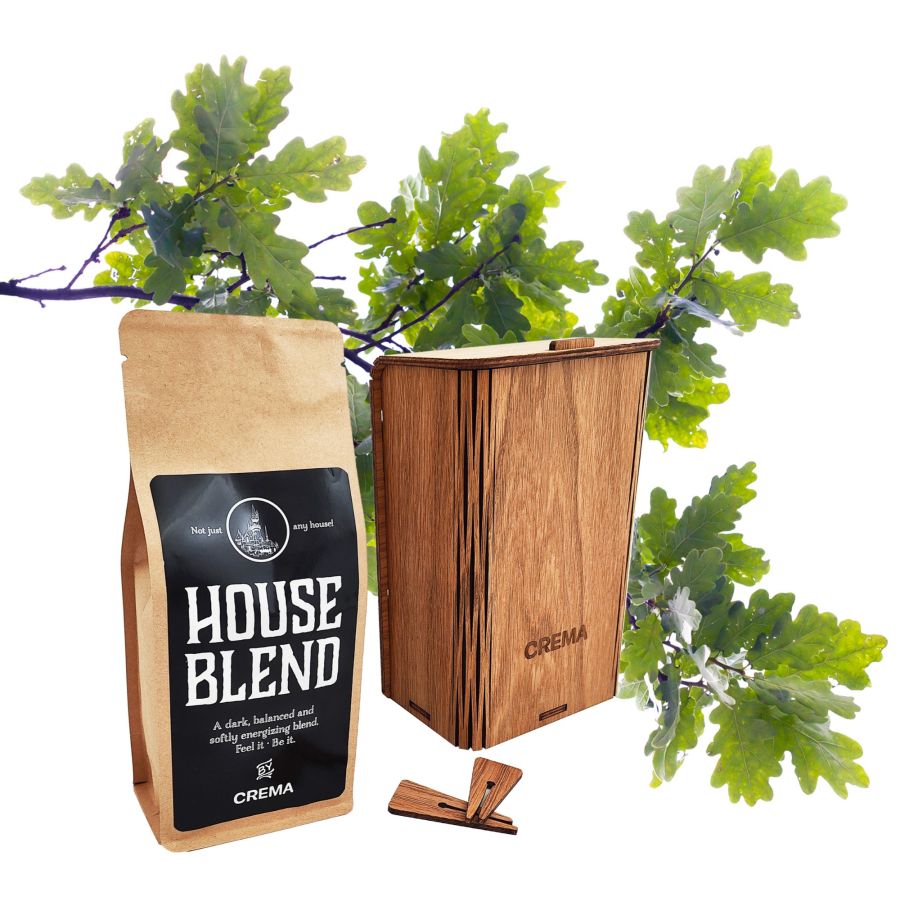 KOLO Design kaffelåda x Crema House Blend 250 g
