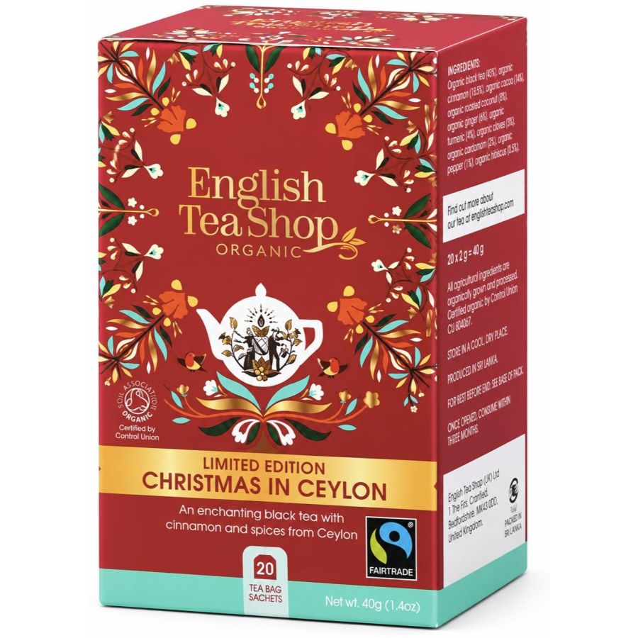 English Tea Shop Organic Black Tea Christmas In Ceylon 20 tepåsar