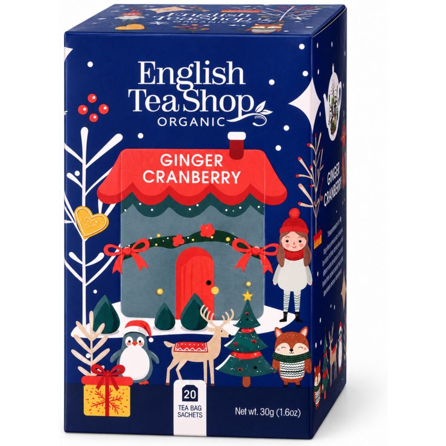 English Tea Shop Organic Black Tea Ginger Cranberry, 20 tepåsar