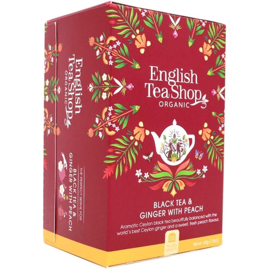 English Tea Shop Organic Black Tea & Ginger With Peach, 20 tepåsar