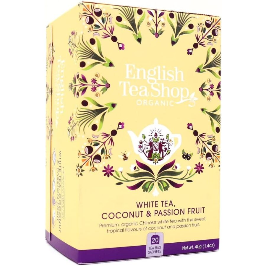 English Tea Shop Organic White Tea, Coconut & Passion Fruit, 20 tepåsar