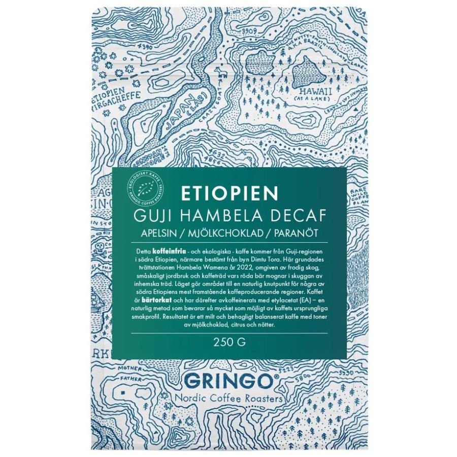 Gringo Nordic Organic Etiopien Guji Hambela Decaf koffeinfritt kaffei 250 g kaffebönor