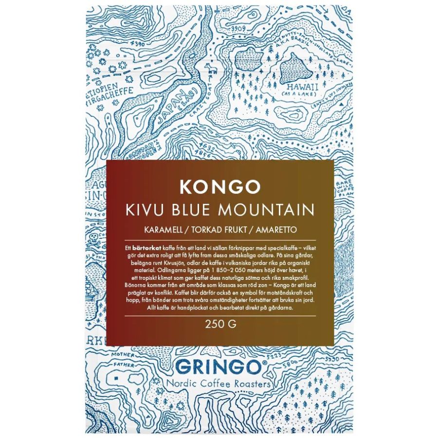 Gringo Nordic Kongo Kivu Blue Mountain 250 g kaffebönor