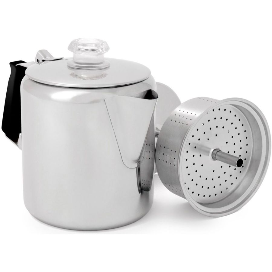 GSI Outdoors Glacier Stainless Percolator With Silicon Handle, 6 Cups