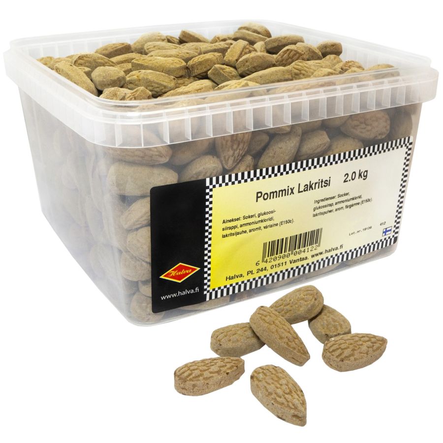 Halva Pommix lakritskaramell, låda 2 kg