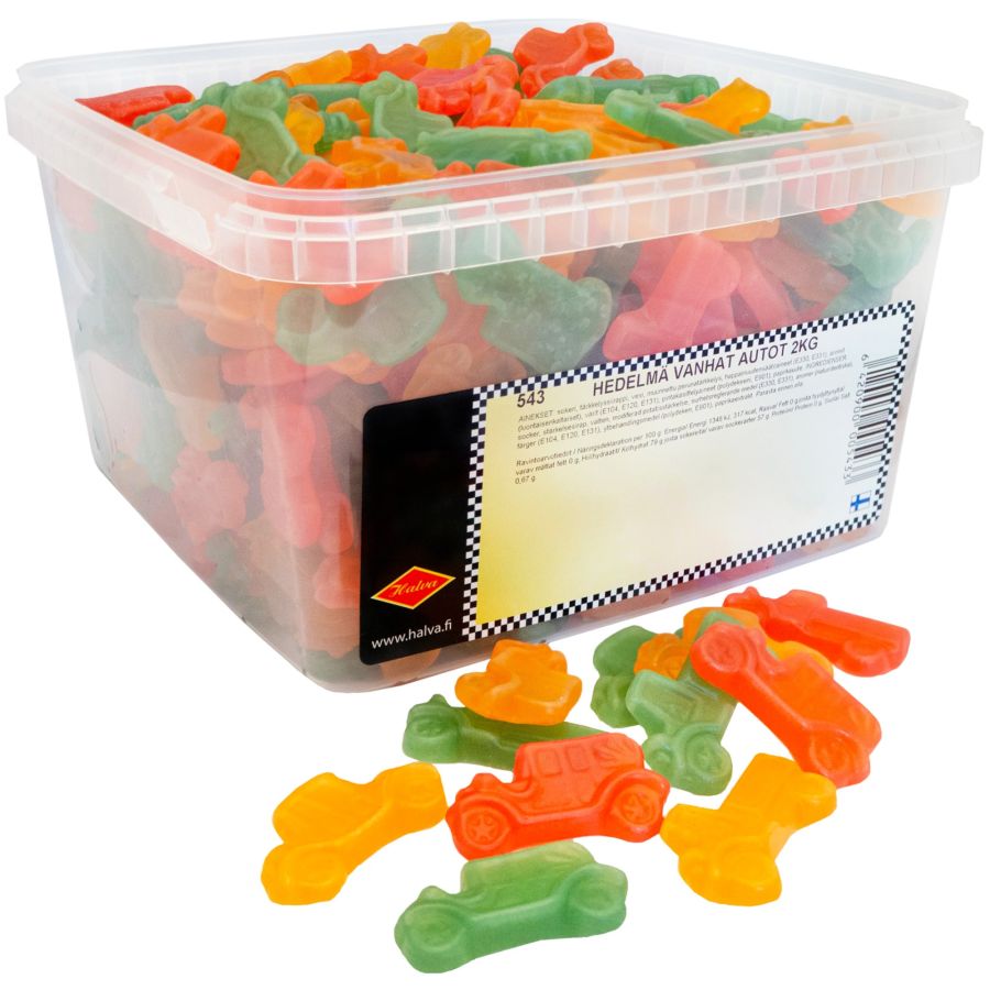Halva Gamla Bilar Mini Frukt, låda 2 kg