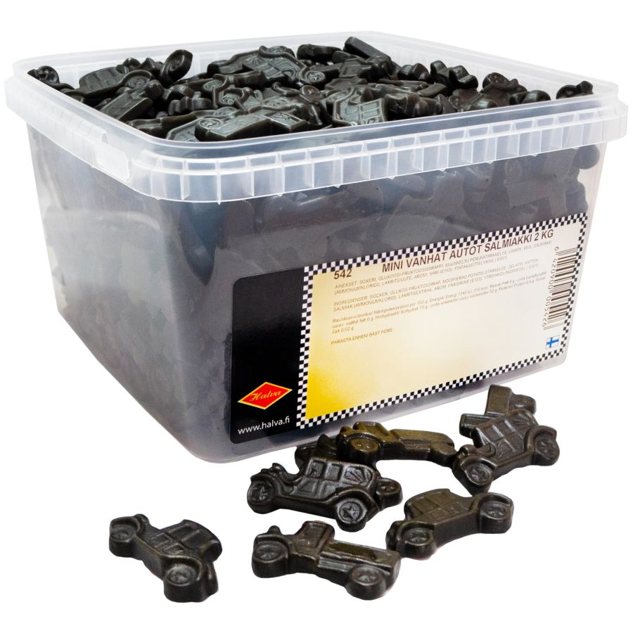 Halva Old Cars Mini Salmiak, Box 2 kg