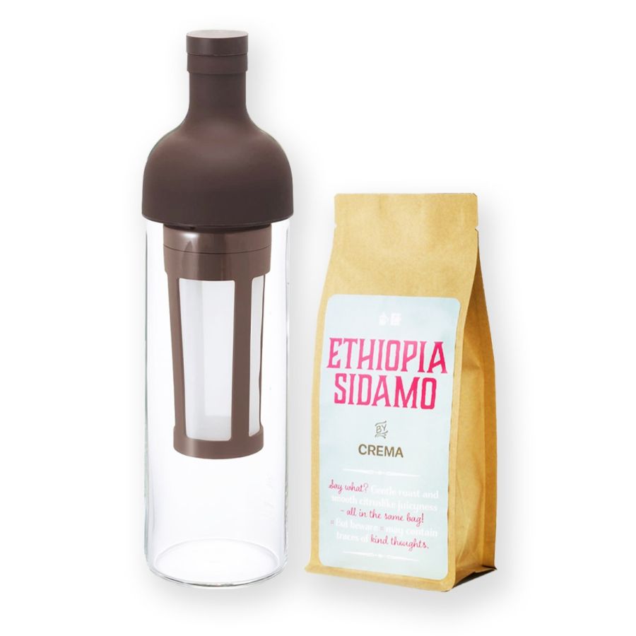 Hario Filter-In Cold Brew -kaffeflaska brun 650 ml + Crema Ethiopia Sidamo 250 g