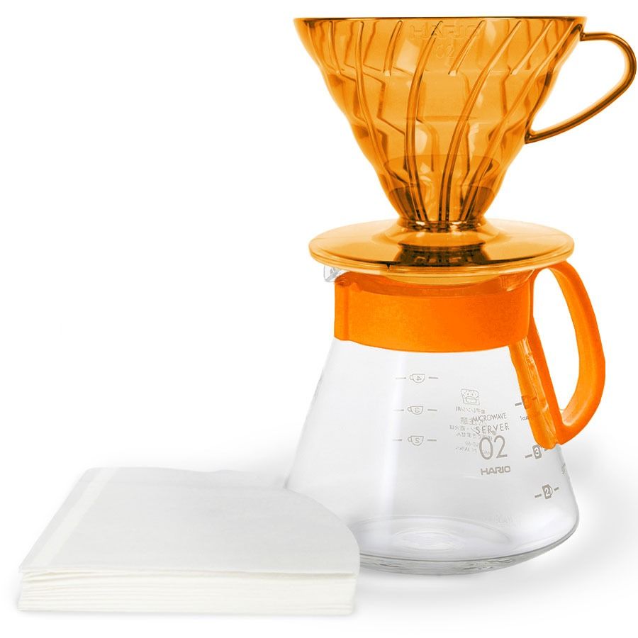 Hario V60 Dripper & Server Set Size 02, Koi Orange