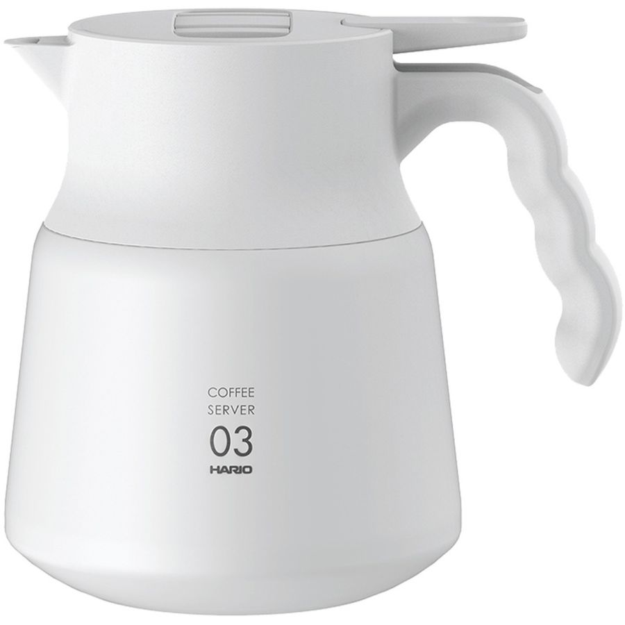 Hario V60 Insulated Stainless Steel Server PLUS Size 03 800 ml, White