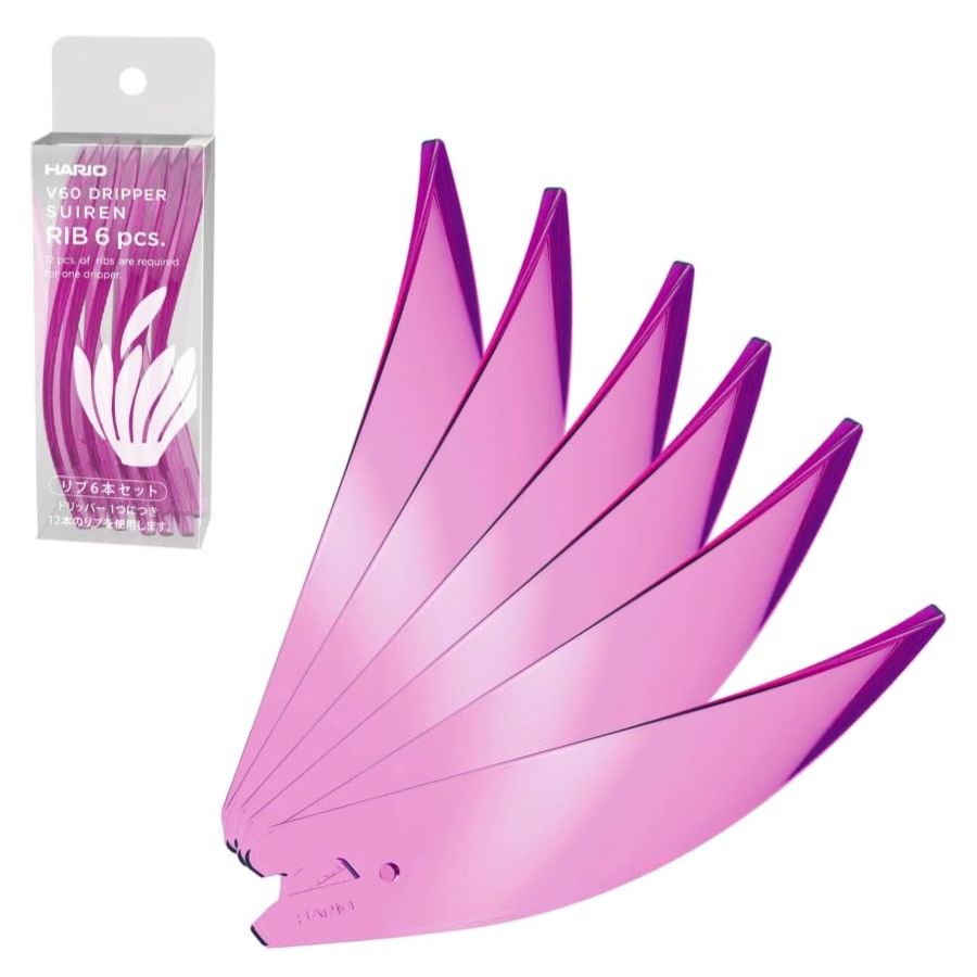 Hario V60 Suiren Rib utbytbara ribbor 6 st., rosa